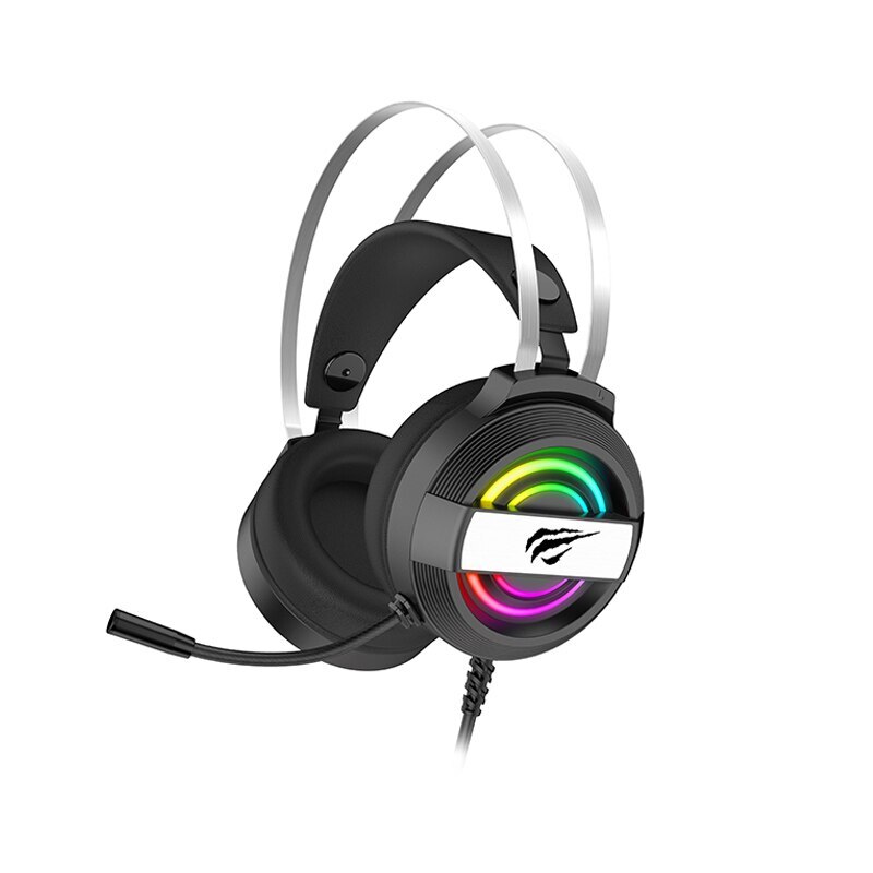 Havit H2026D Auriculares de gaming con iluminación RGB USB, cable de 2m, conexión 3.5mm AUX, sonido de alta fidelidad, respuesta de frecuencia 20Hz-20kHz, sensibilidad 108±3dB, diseño ergonómico y cómodo
