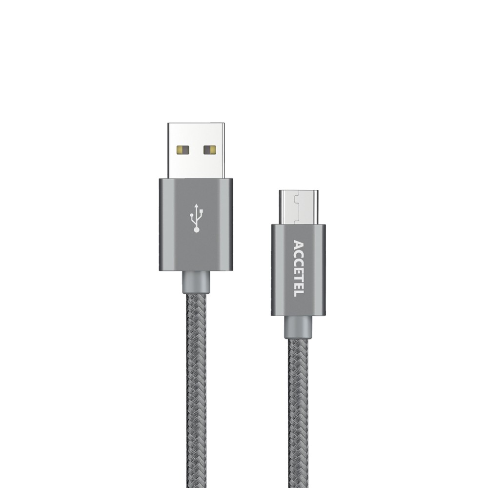Cable Datos Nailon 2.4A - Micro USB Gris (1M)