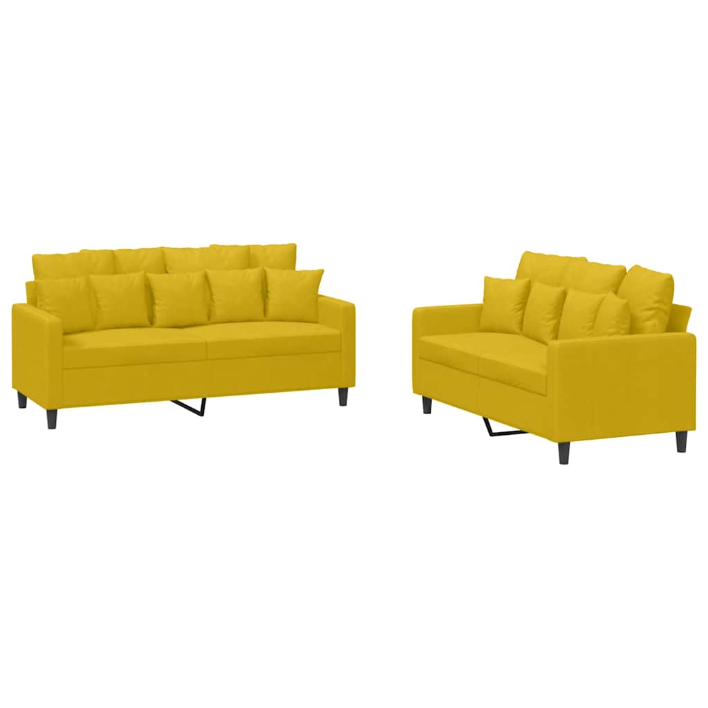 vidaXL Juego de sofás con cojines 2 piezas terciopelo amarillo