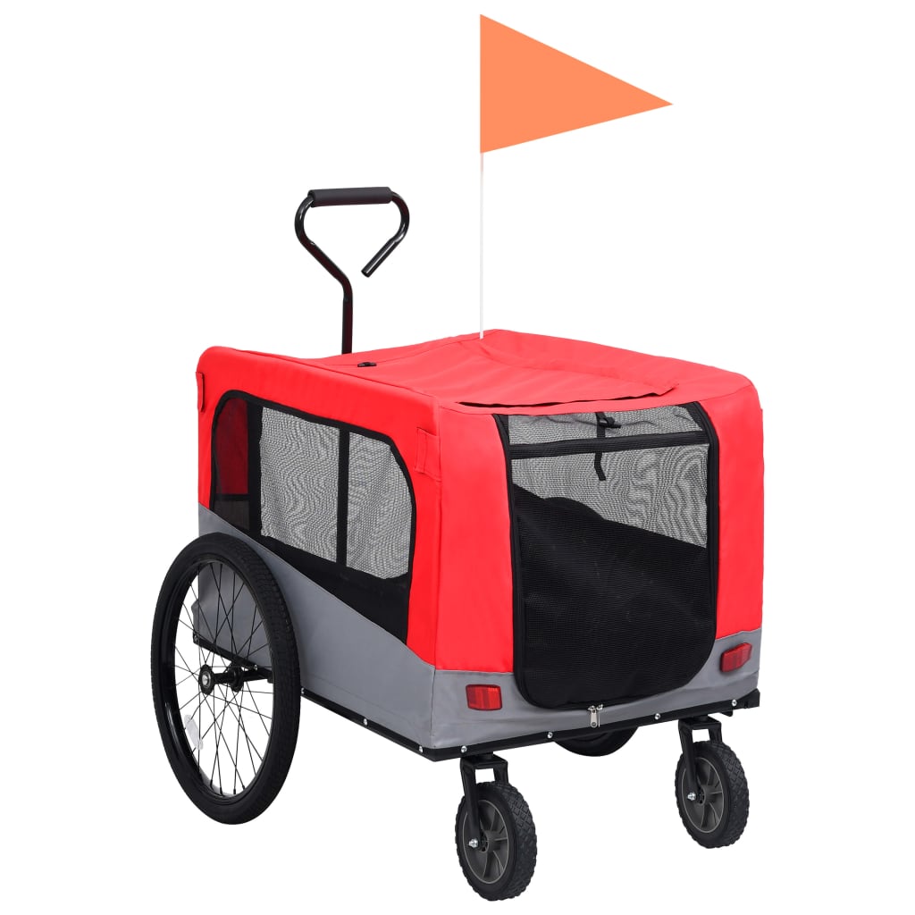 vidaXL Remolque de Bicicleta Mascotas 2 en 1 y Gato Perro Paseo Color amarillo y gris,  Azul y gris,  Rojo y gris y mas