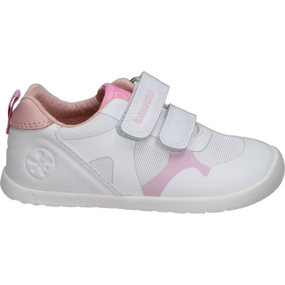 BIOMECANICS | Zapatillas Barefoot Biomecanics para Niña – Zapatilla Primeros Pasos en Color Blanco y Rosa – Deportiva con Doble Velcro – Flexibles y Ligeros – Respetuosos con el Pie – Modelo 262165-E113
