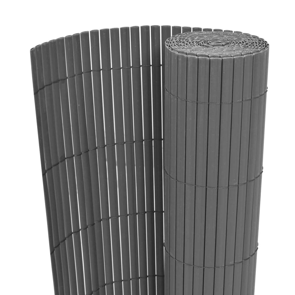 vidaXL Valla de jardín de doble cara PVC gris 90x500 cm