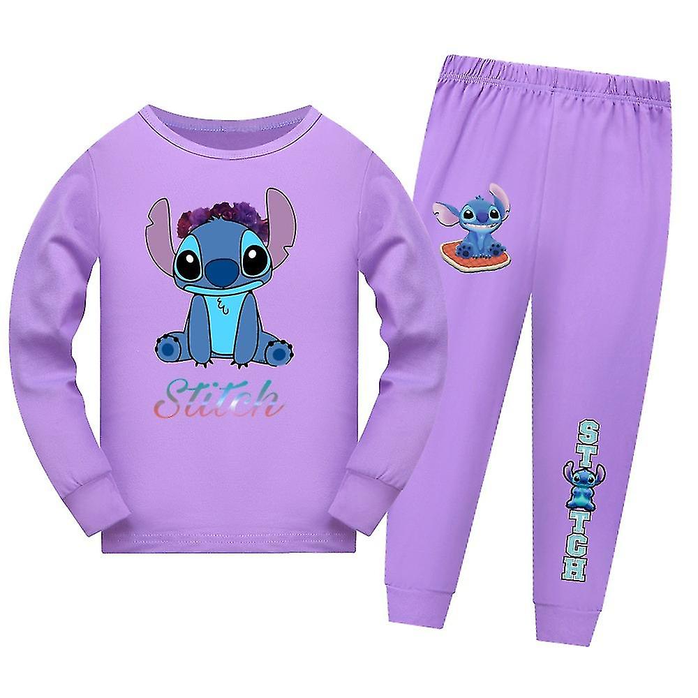 Lilo & Stitch Print Niños Niños Niñas Pijama Manga Larga Tops + Jogger  Pantalones Set Nightwear Sleepwear