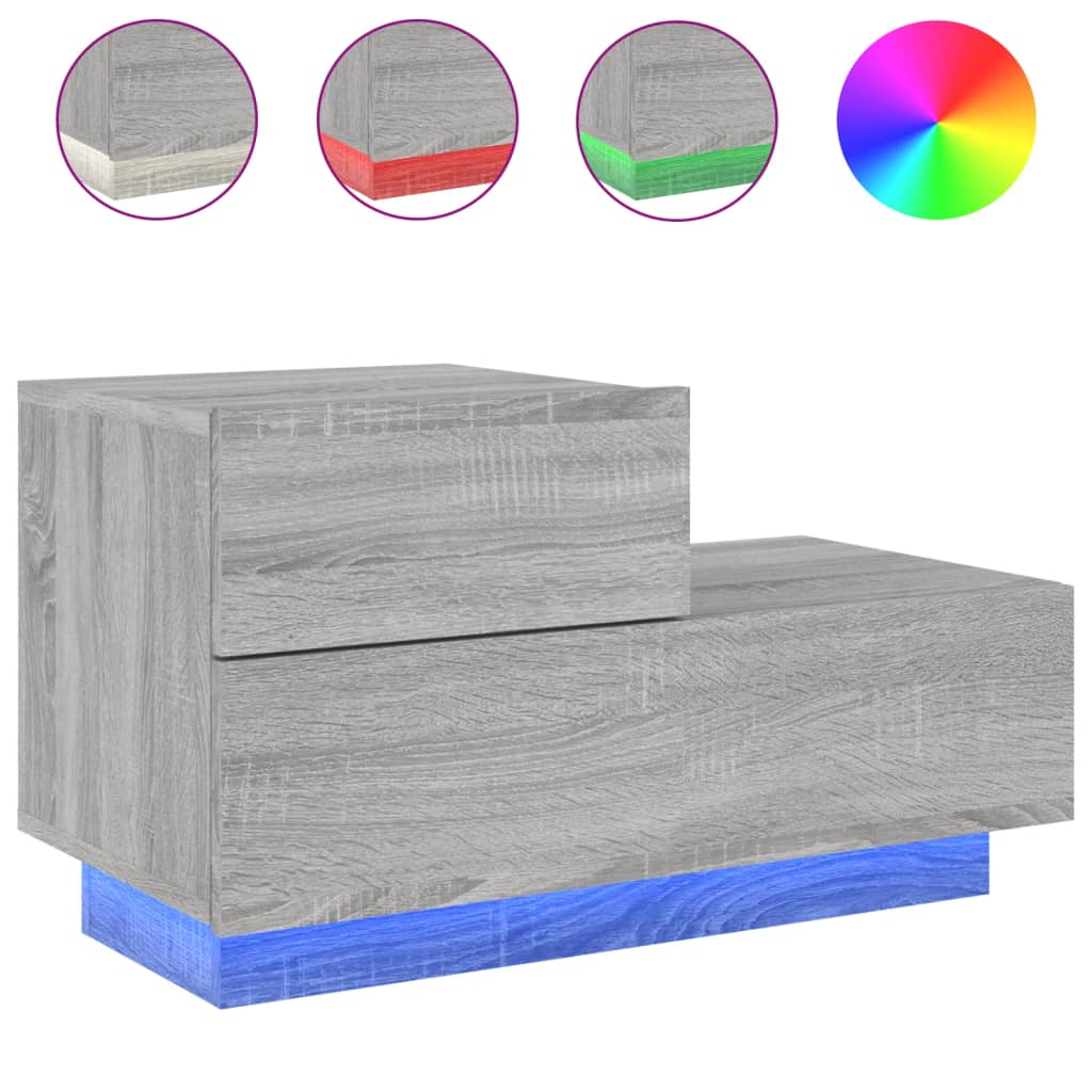 Mesita de Noche Vidaxl con Luces LED 70x36x40,5 Cm - Blanca