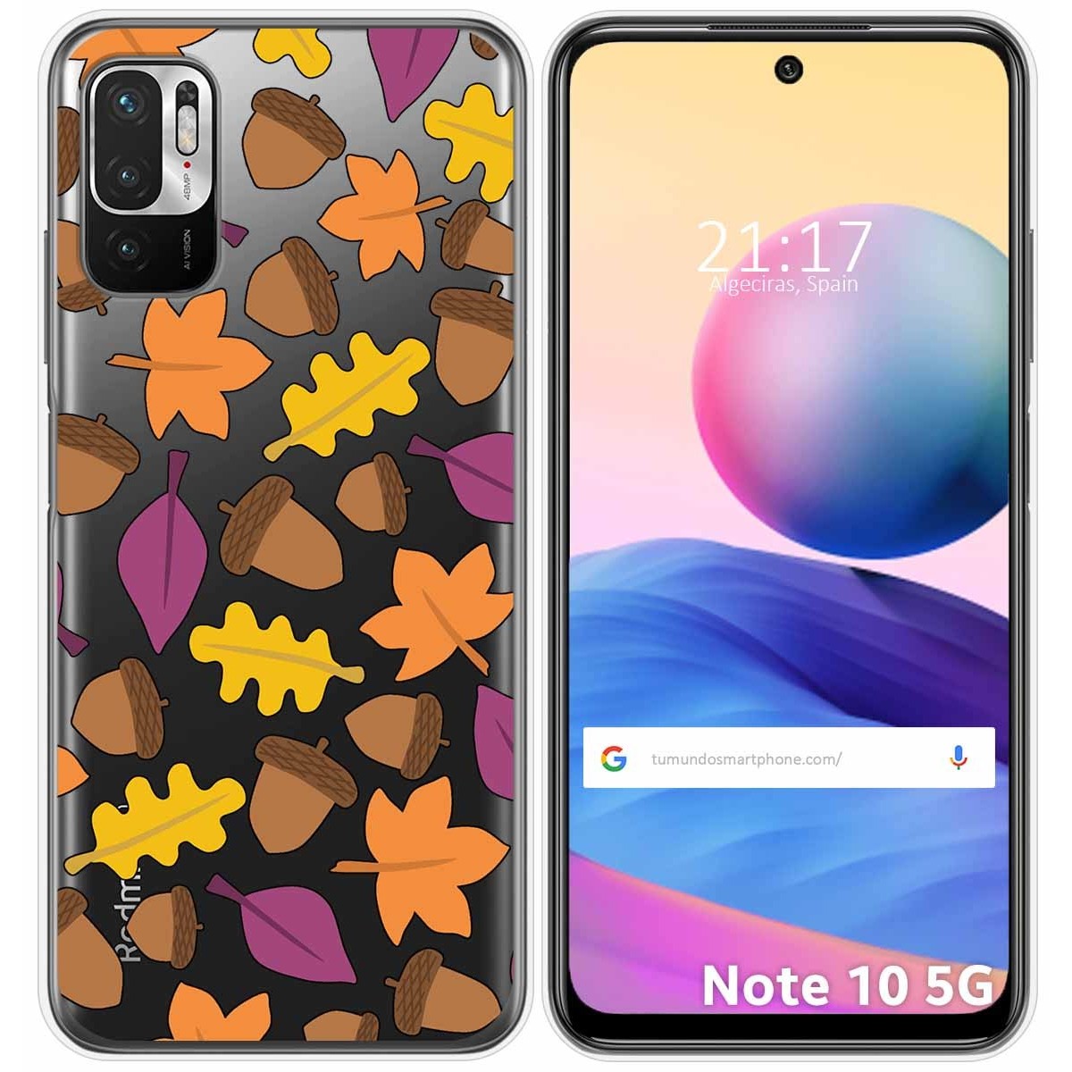Tumundosmartphone Funda Gel Transparente para Xiaomi Redmi Note 10 5G / POCO M3 PRO 5G diseño Otoño Dibujos