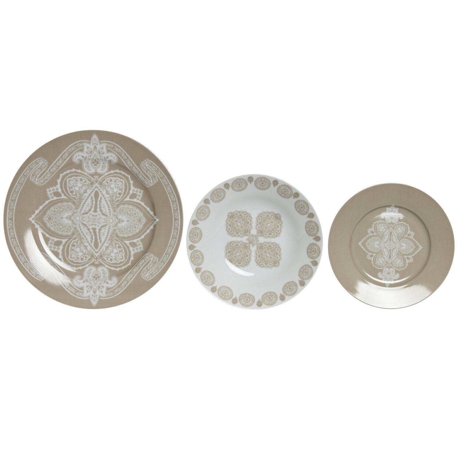 Vajilla set 18 porcelana 27x27x2 delhi beige , La mejor decoración para tu hogar.