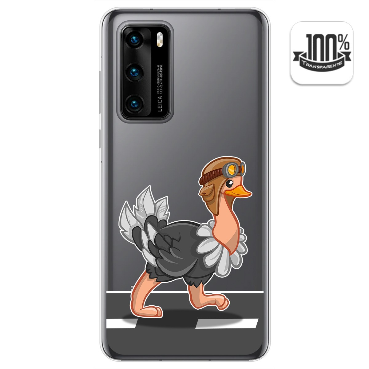 Tumundosmartphone Funda Gel Transparente para Huawei P40 diseño Avestruz Dibujos