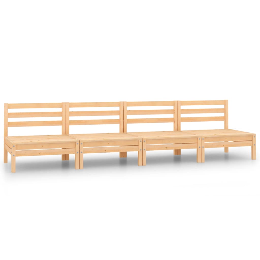 vidaXL Juego de muebles de jardín 4 pzs madera maciza pino en color Marrón miel/Marrón/Blanco y más | almacenamiento funcional diseño moderno para baño dormitorio sala