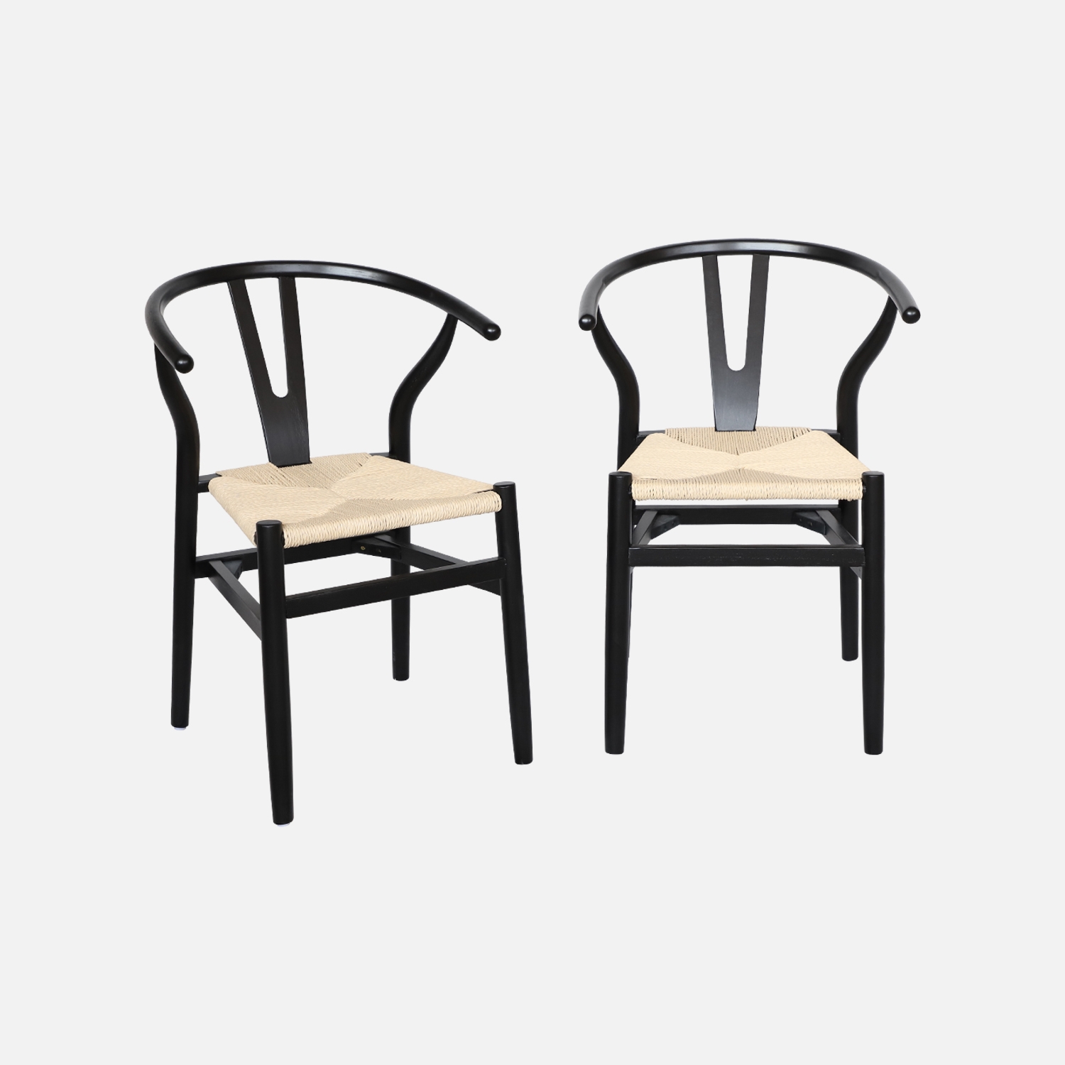 sweeek - Silla de madera con asiento de cuerda, set de 2 , Cecile , 54x53x76