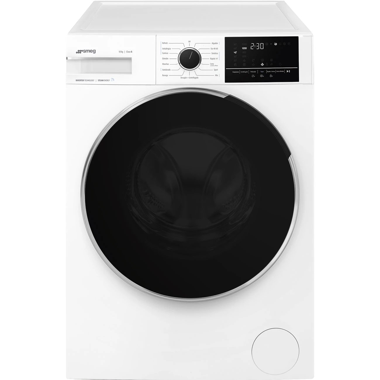 Lavadora Smeg WNP04SEAES1 de 10Kg Clase A y 1400Rpm  | Blanco, Programa Vapor, Motor Inverter, Inicio diferido, Antialérgico