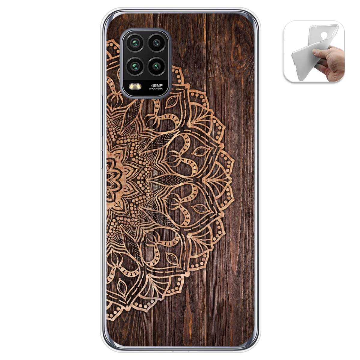 Tumundosmartphone Funda Gel Tpu para Xiaomi Mi 10 Lite diseño Madera 06 Dibujos