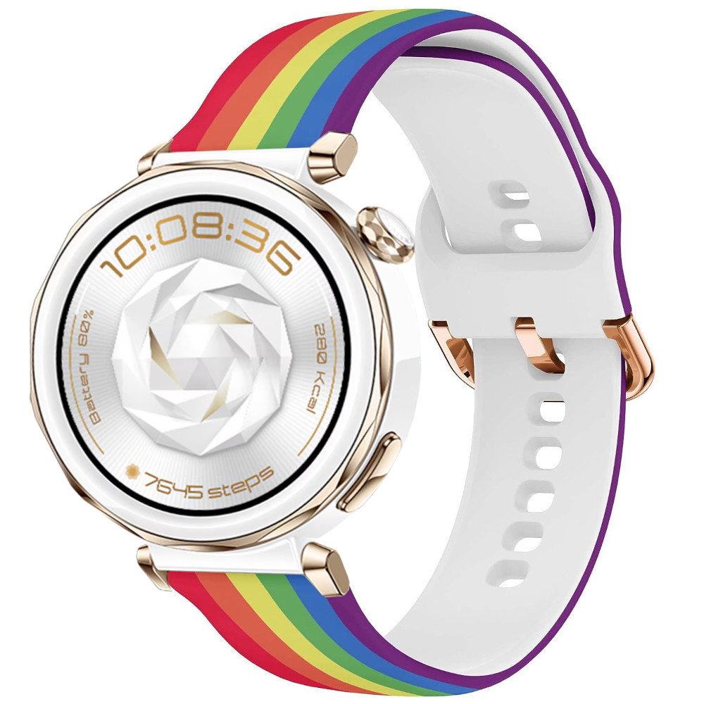 Correa de Silicona para Huawei Watch GT 5 Pro - 42mm / Watch GT 5 - 41mm / Watch GT 4 - 41mm / Garmin Venu 3S, Patrón Colores LGTBQ+ Rainbow Ancho 18mm