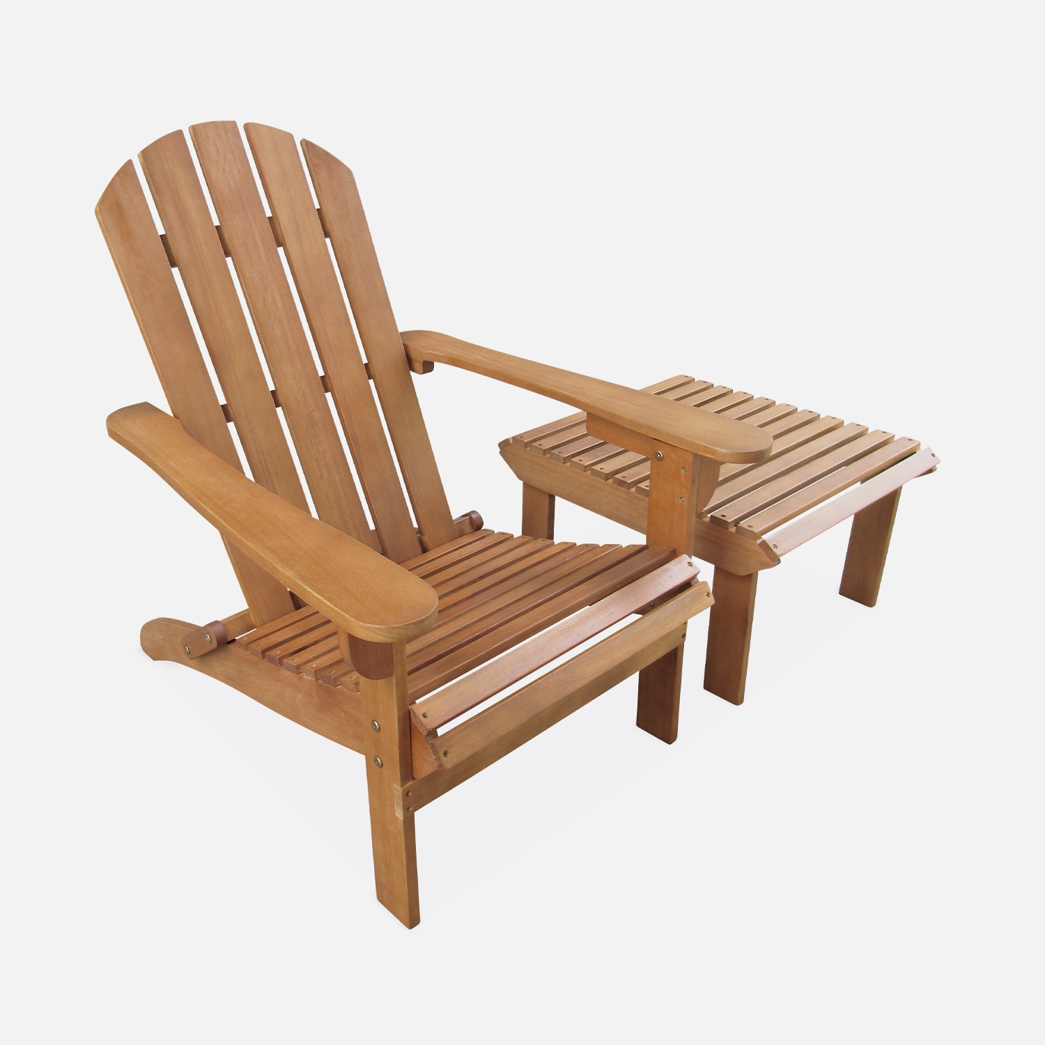 sweeek - Sillón de jardín y mesa de centro con patas de madera , Adirondack Salamanca , 69x139x90