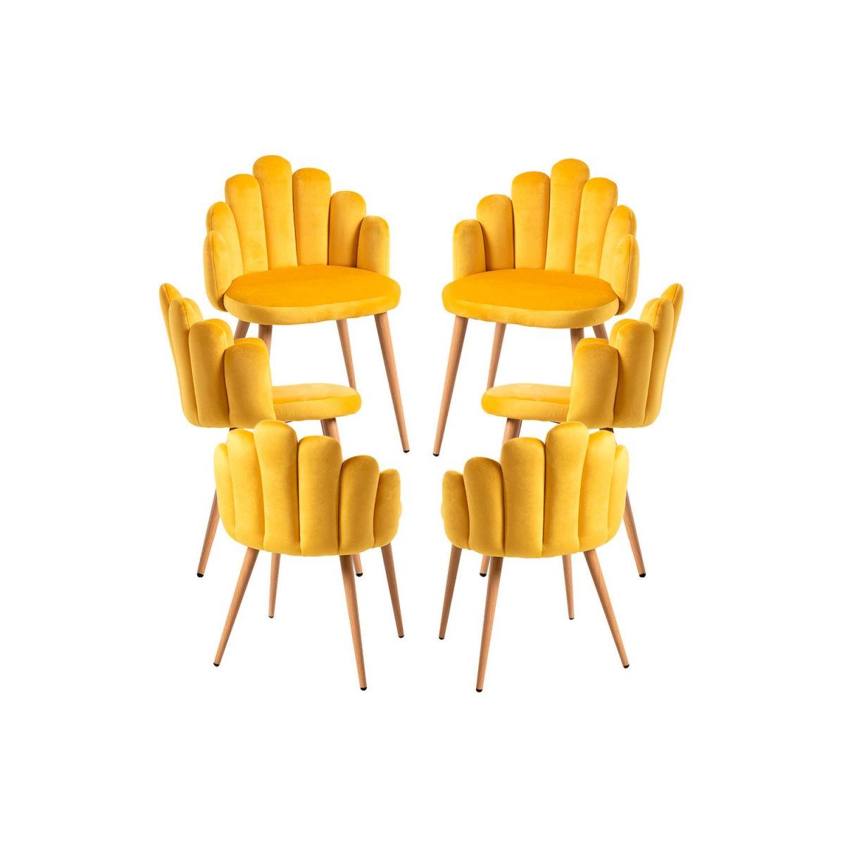 Regalos Miguel - Packs Sillas Comedor - Pack 6 Sillas Hand Terciopelo - Amarillo