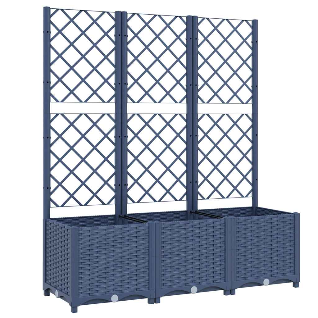 vidaXL Jardinera con enrejado PP azul gris 120x40x136 cm