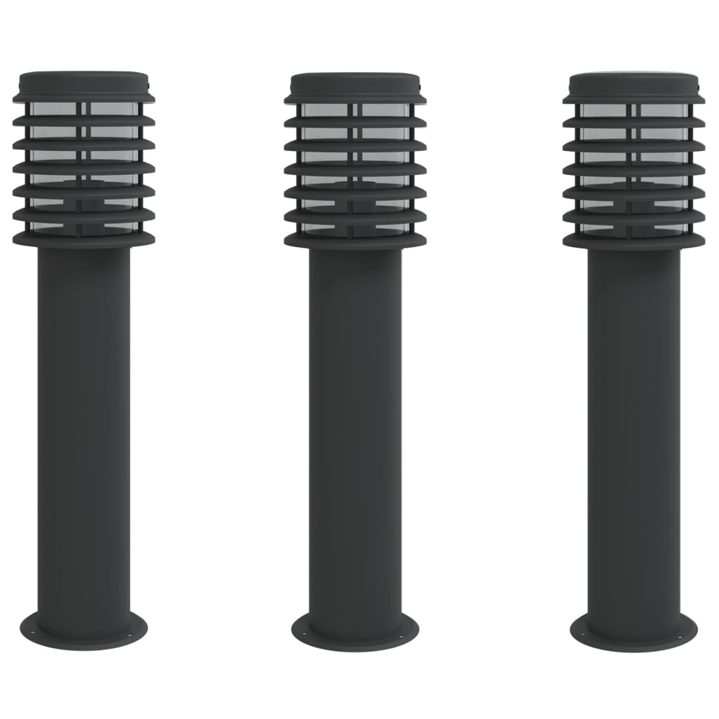 vidaXL Lámparas de suelo de exterior 3 uds acero inoxidable 60cm Color Negro,  Plateado, y mas