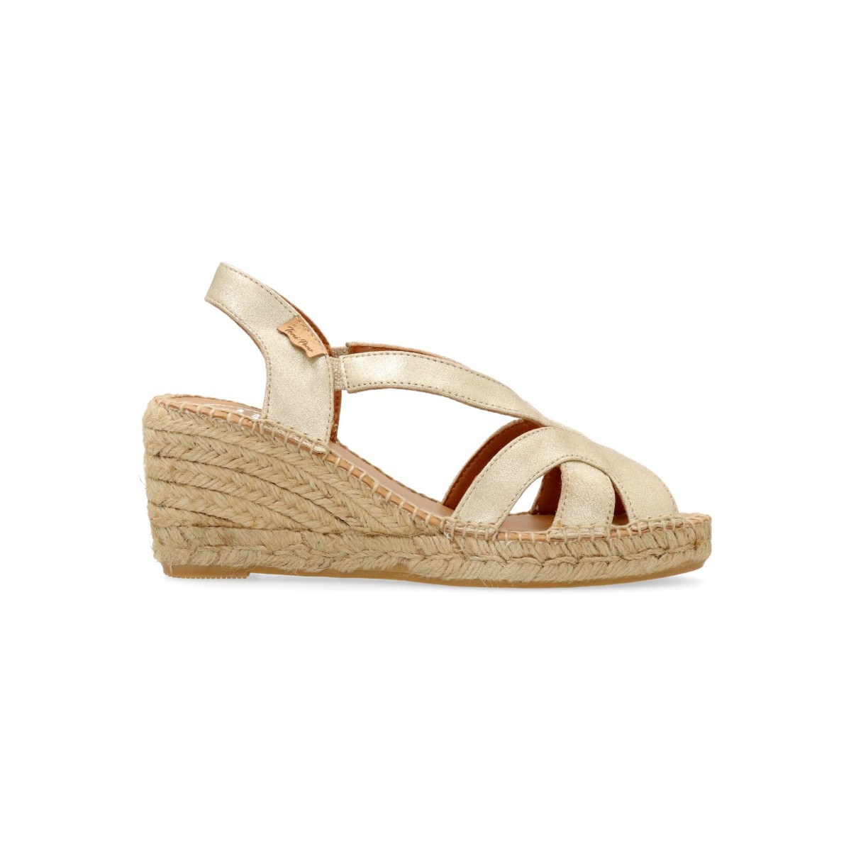 Toni Pons - Sandalias de cuña alpargata metalizada para mujer, con cuña de yute de 7 cm y suela antideslizante, planta acolchada de piel