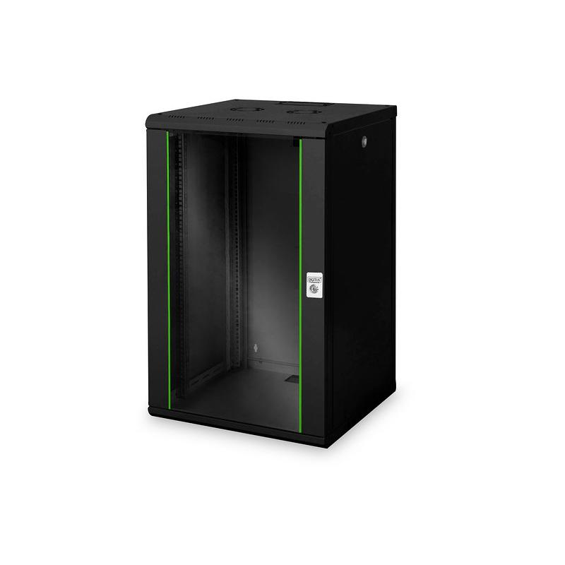 DIGITUS Armario de Red, Rack de 19 Pulgadas, 20U, Montaje en la Pared, Profundidad 600 mm, Capacidad de Carga 100 kg, Serie Unique, Negro