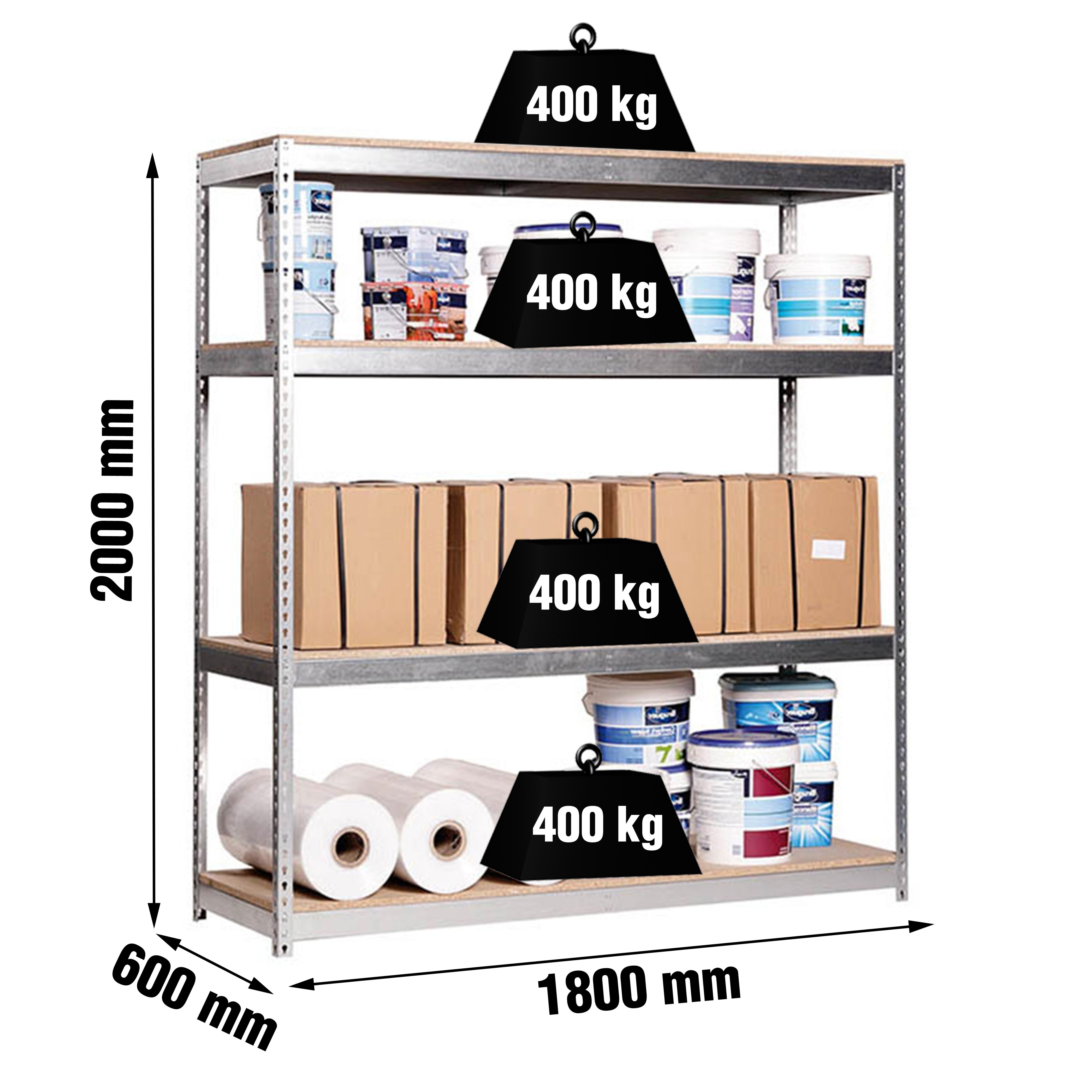 Estantería SIMONRACK Ecoforte 1806-4 chipboard galva/madera
