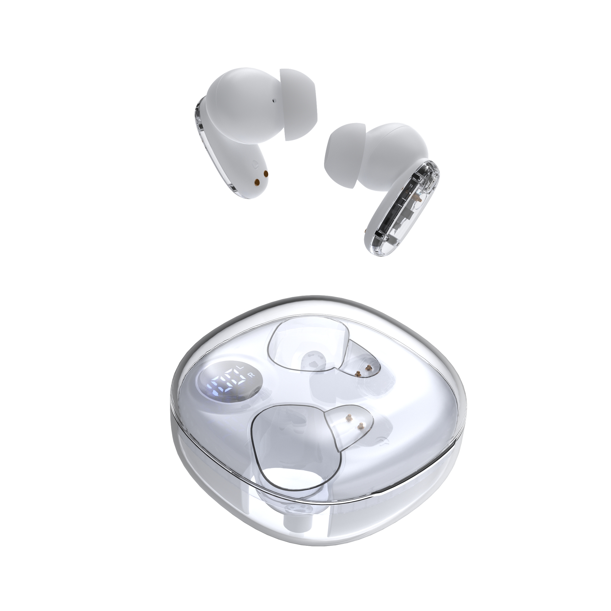 Mars Gaming MHIB2, Auriculares Bluetooth 5.4, Sonido Inmersivo, Diseño Ergonómico Semitransparente y Ultracompacto, 24 Horas Reproducción, Auriculares Inalámbricos con Estuche e Indicador LED, Auriculares en Negro, Azul, Rosa, Morado o Blanco