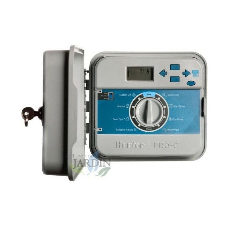 HUNTER Programador de riego eléctrico PRO-C exterior Hunter, base 4 estaciones, controlador automático de riego