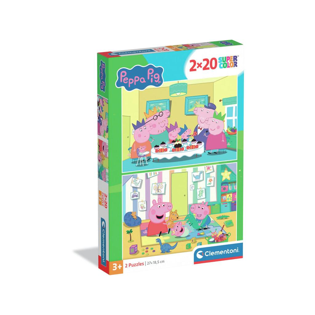 Puzzle Supercolor 2X20 Peppa Pig Juguetes Clementoni CLEMENTONI