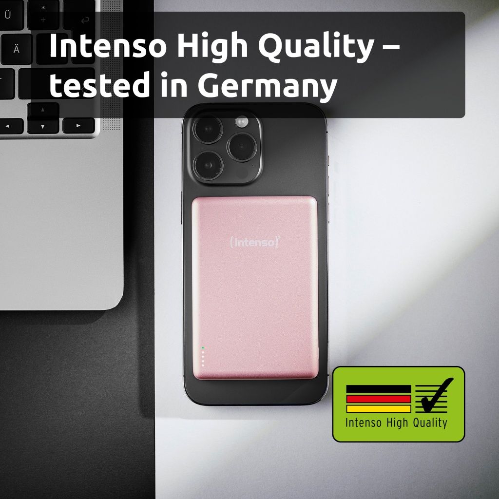 Intenso - Batería portátil Powerbank MW10000 con carga magnética MagSafe, 10000 mAh, color rosa para smartphones y tabletas