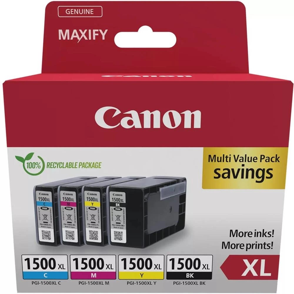 Canon - Cartucho de tinta PGI-1500XL para impresoras MAXIFY MB2050 y MB2350, alta capacidad XL con textos nítidos y colores vibrantes