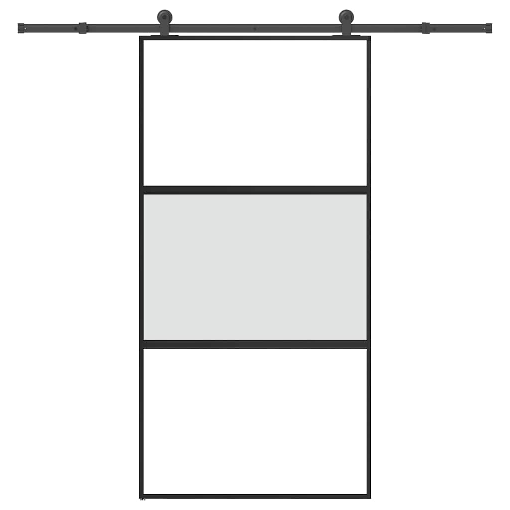 vidaXL Puerta corredera set herrajes vidrio templado aluminio