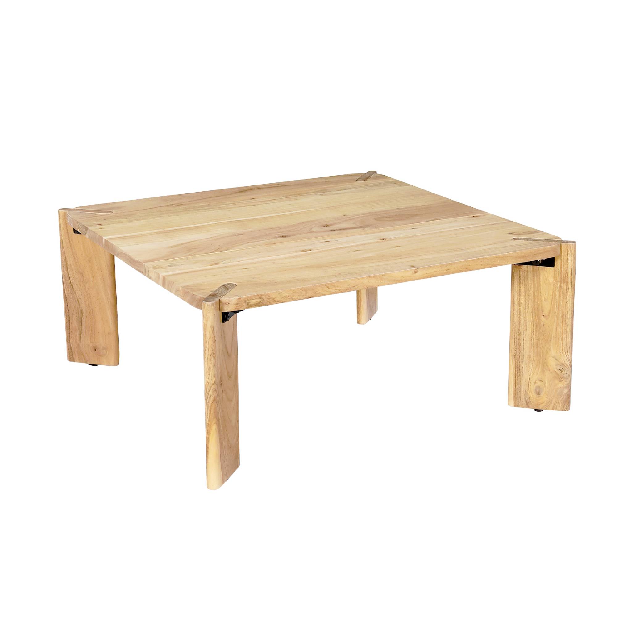 Mesa de centro exótica cuadrada de madera maciza