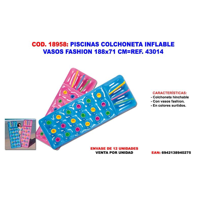 Piscinas colchoneta inflable vasos fashion 188x71 cm 43014