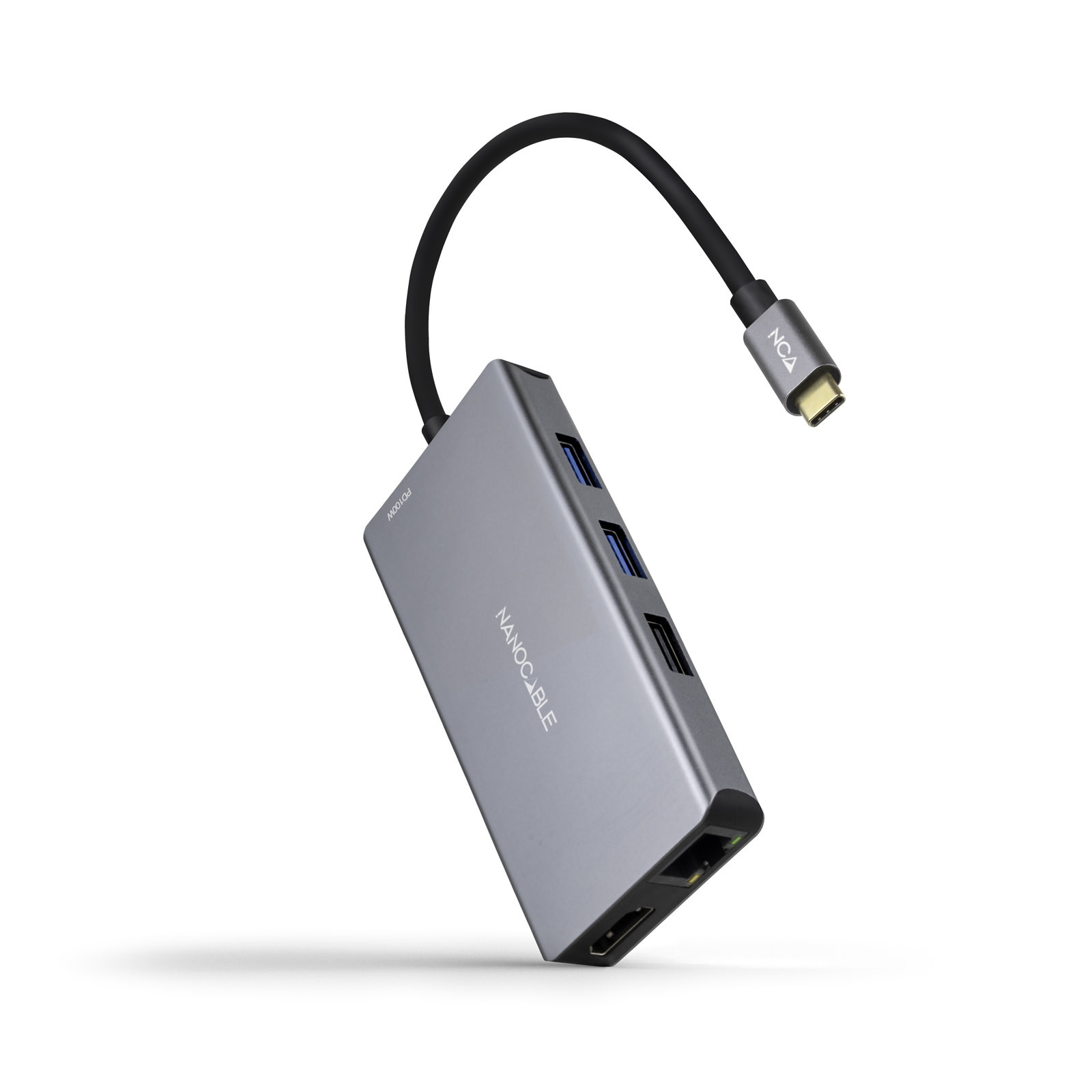 Dock Hub Usb-c 3xusb-a+2xhdmi+rj45+tf+sd+usb-c Pd 100w Gris Nanocable 10.16.1009