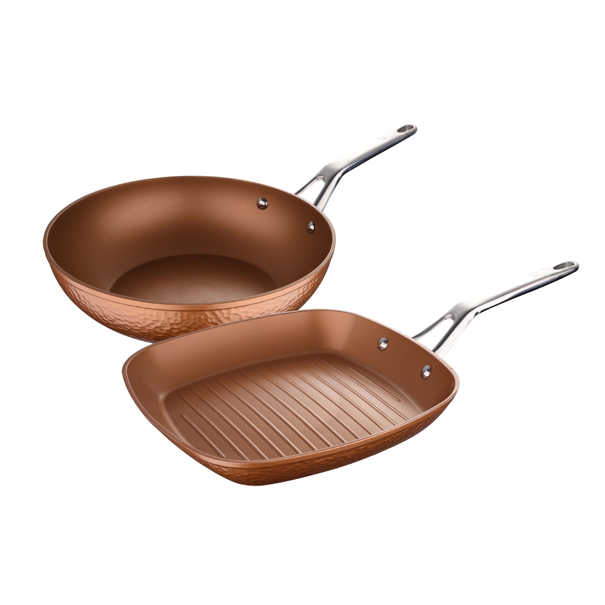Batería de cocina Sartén Ø16; Cazo Ø16; y 2 Cacerolas con tapa: Ø24 y Ø28x15 cm, aluminio forjado, inducción, colecció Origen