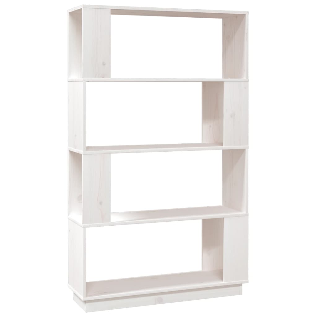 vidaXL Estantería/divisor de espacios madera maciza pino 80x25x132 cm Natural, Blanco, Gris Mueble Almacenaje Estantería para Oficina, Estudio, Dormitorio Estantería/Librería/ mueble de Almacenamiento