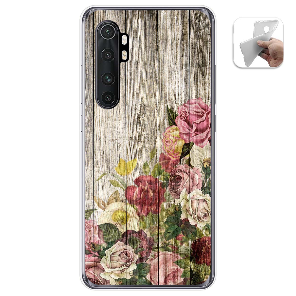 Tumundosmartphone Funda Gel Tpu para Xiaomi Mi Note 10 Lite diseño Madera 08 Dibujos