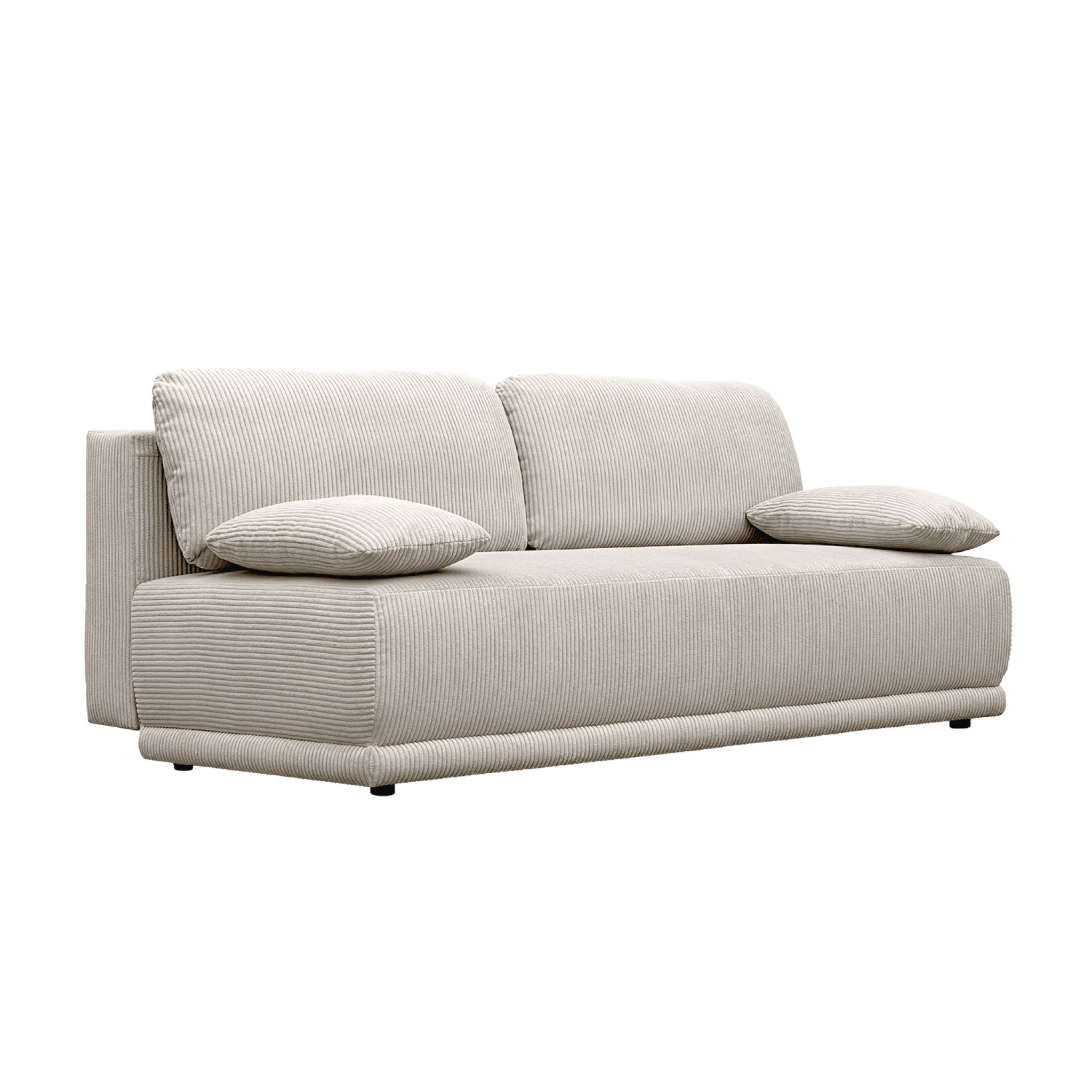 sweeek - Sofá cama en pana fina con baúl de almacenamiento, 3 plazas Gris beige - 192x100x81 cm