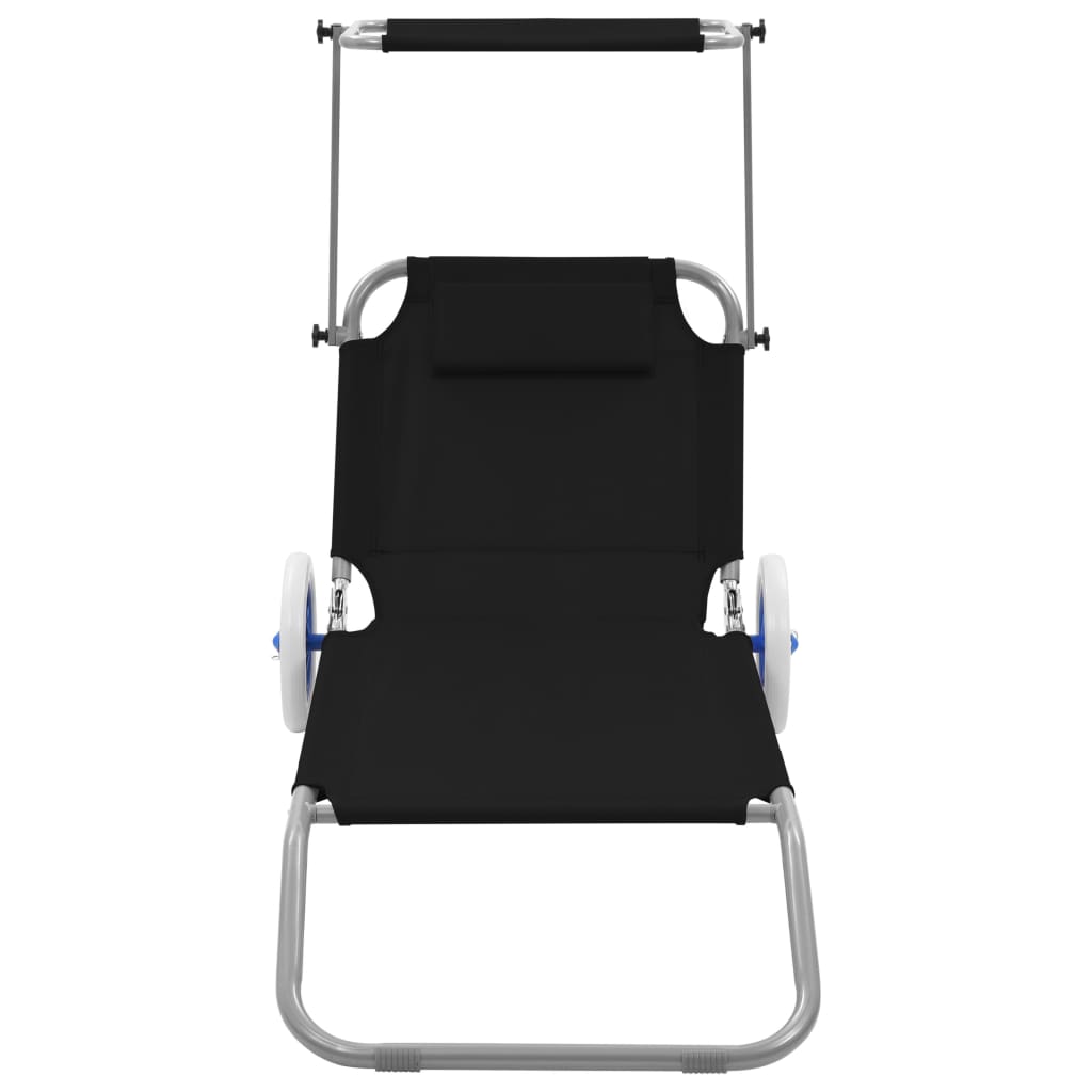 Vidaxl Tumbona Plegable con Toldo y Ruedas en Varios Colores - Ideal para Jardín, Playa, Piscina, Terraza