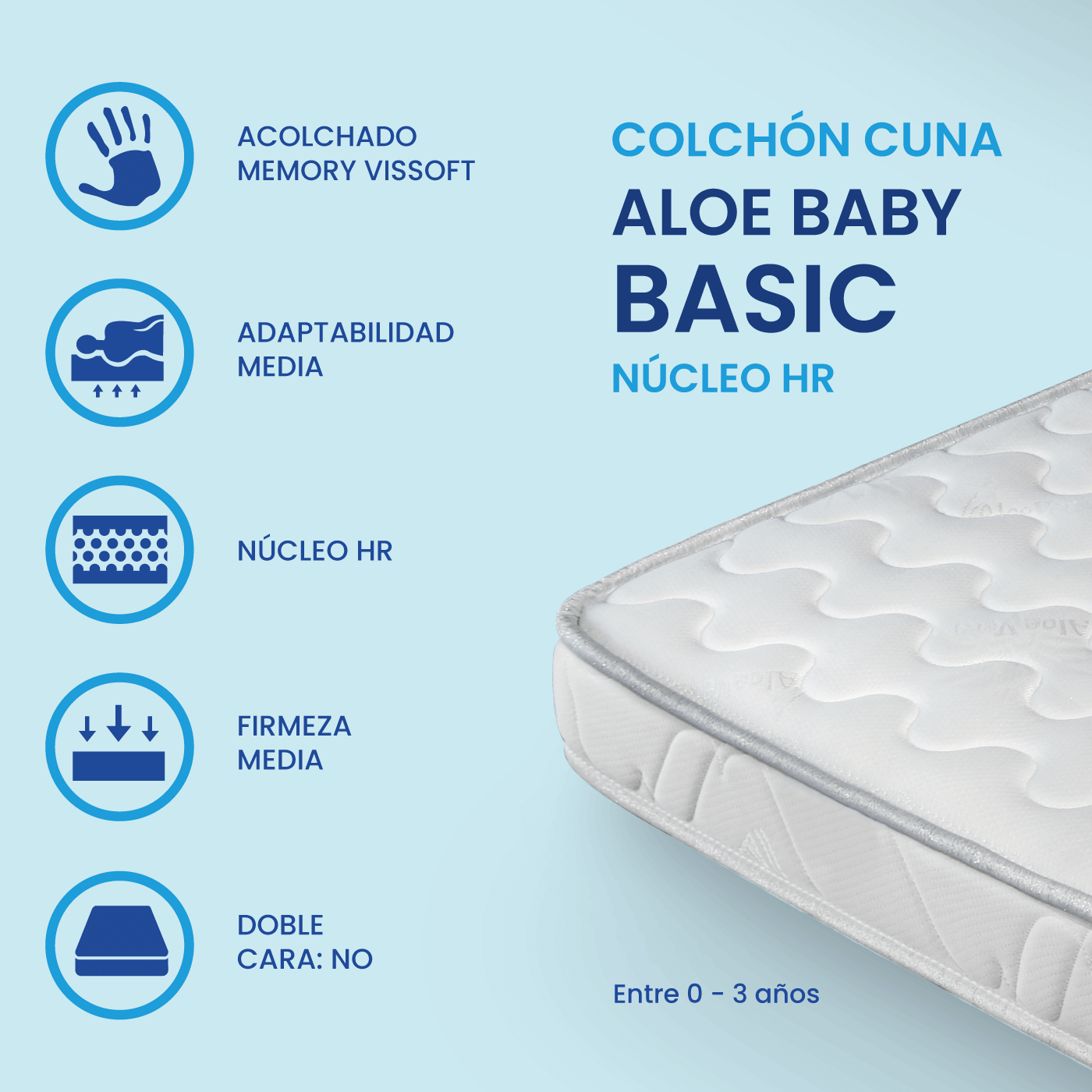 Colchón de Cuna HR Aloe Baby de SonnoMattress, Altura 12 cm