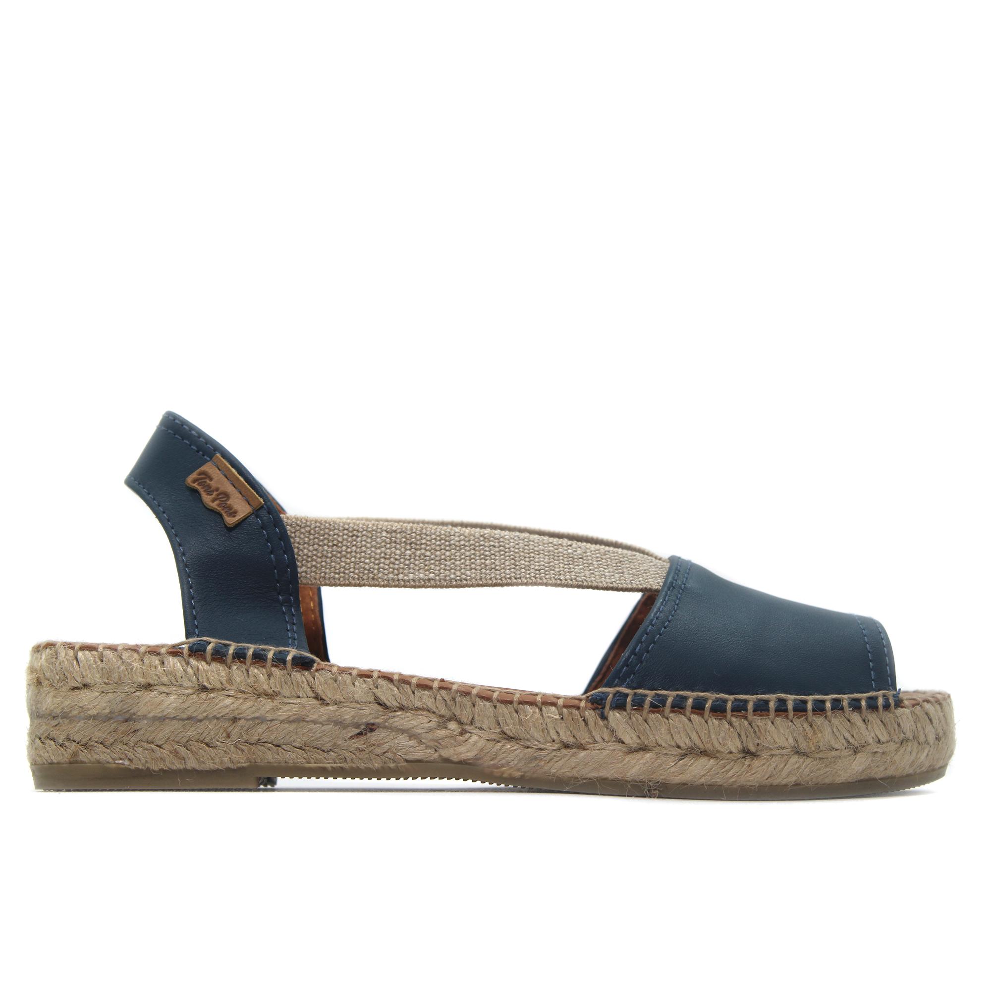 Toni Pons ETNA Sandalias de piel,cuña de 4cm y plataforma 3cm de esparto,espadril clásica,tira elástica,,lisa para señora