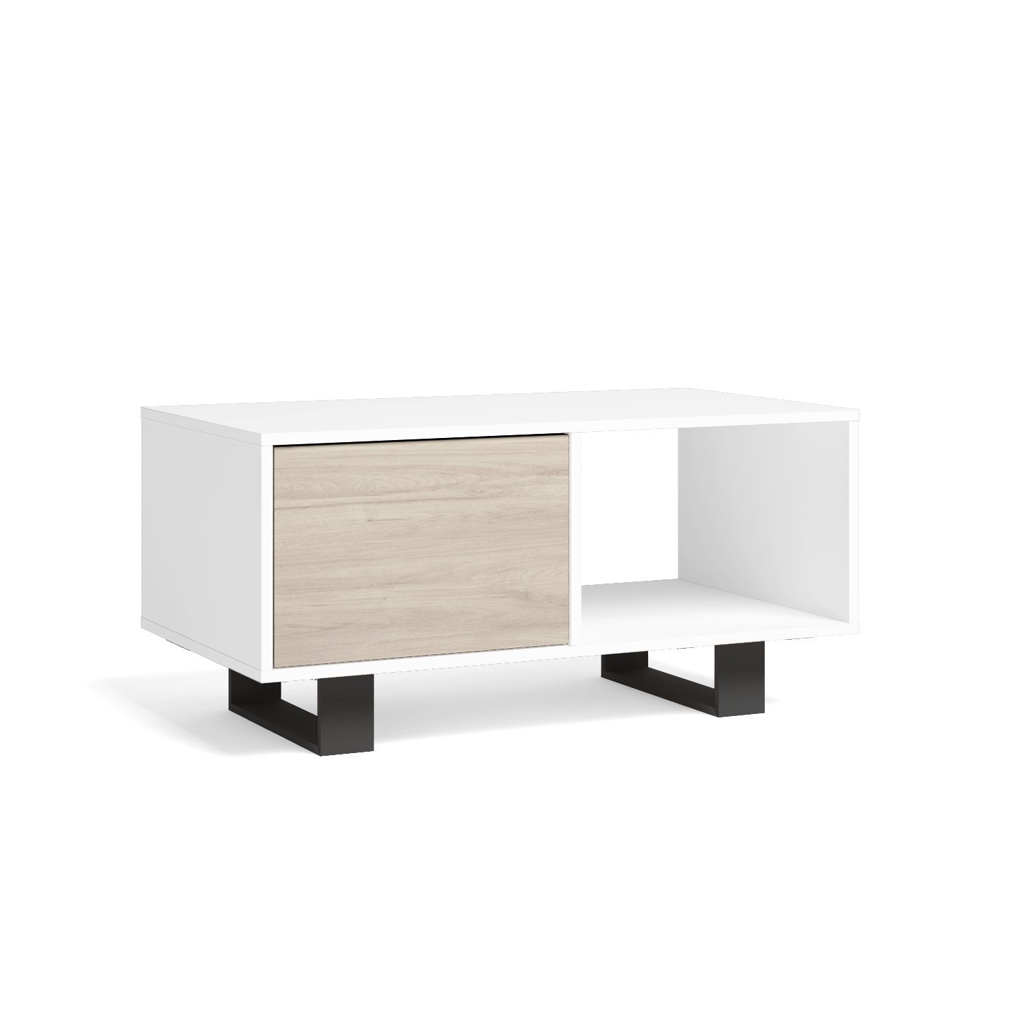 Skraut Home - Mesa de centro con puertas - salón comedor - Modelo WIND - Bi-Color - medidas 92x50x45cm de altura.