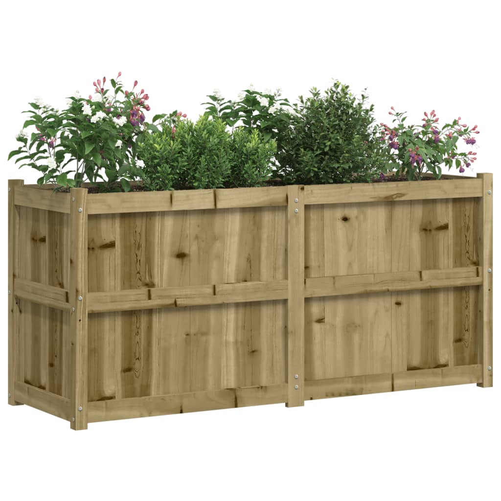 vidaXL Jardinera de madera de pino impregnada 150x50x70 cm Color Pino natural,  Pino blanco,  Marrón pino y mas