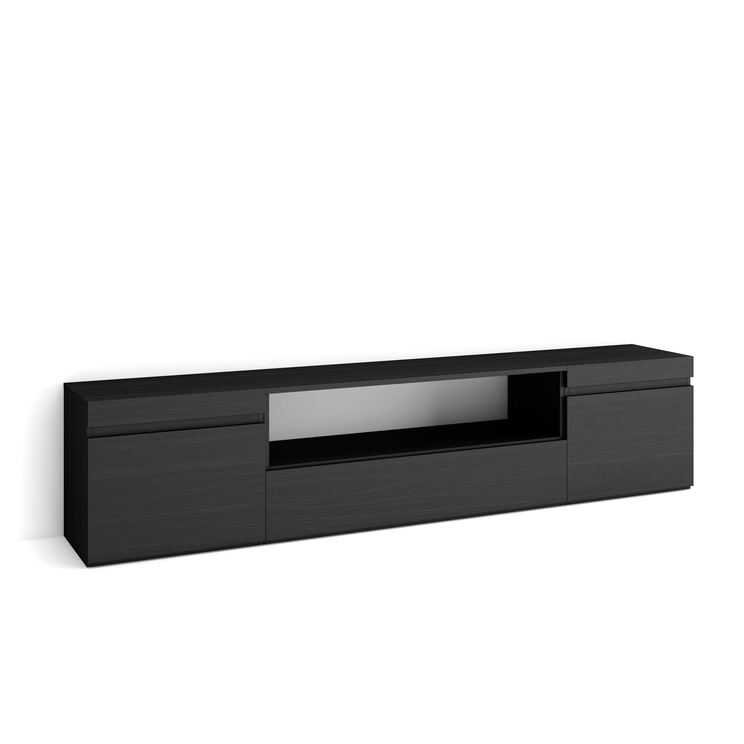 Skraut Home, Mueble de Televisión en melamina de alta calidad, 203x35x45cm, Ideal para Dispositivos Electrónicos, Estilo Moderno Elegante
