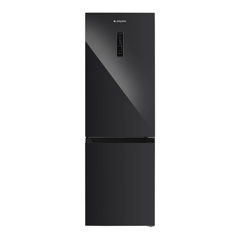 Aspes - Frigorífico combi No Frost AC185601ENFB de 327 L, clase energética C, motor Inverter y tecnología No Frost en frigorífico y congelador para familias, cristal negro, 201 cm alto x 59,5 cm ancho
