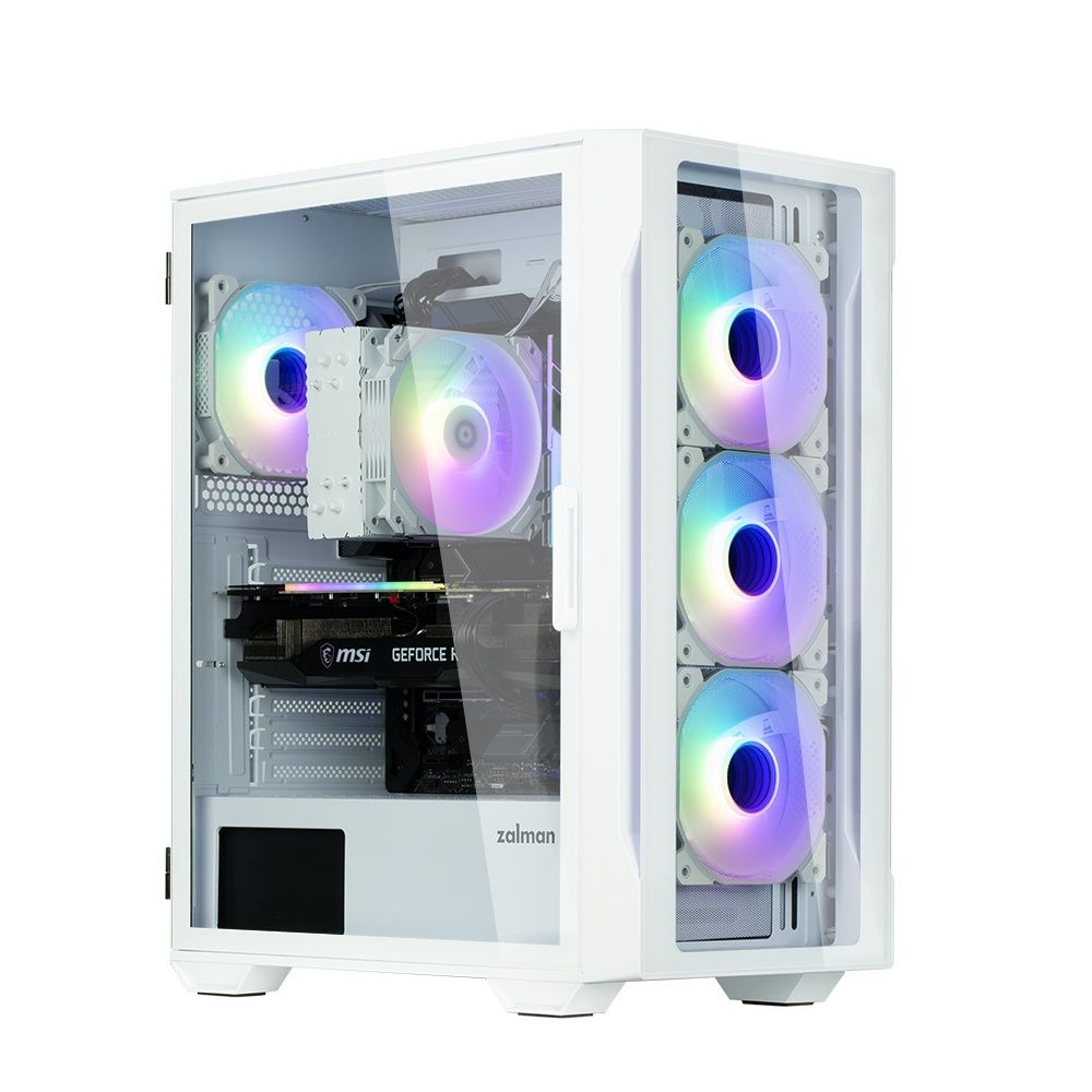 Zalman - Caja de PC Zalman I3 Neo TG para torre MIDI, compatible con ATX/microATX/Mini-ITX, refrigeración optimizada con 3 ventiladores frontales + 1 trasero de 120 mm, USB 3.0 frontal, color blanco