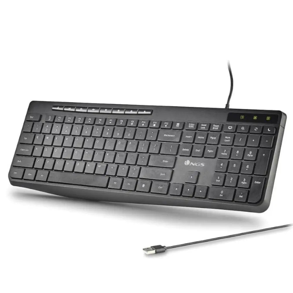 Teclado NGS Spectra de membrana ultra slim silencioso con teclas multimedia y conexión USB-A