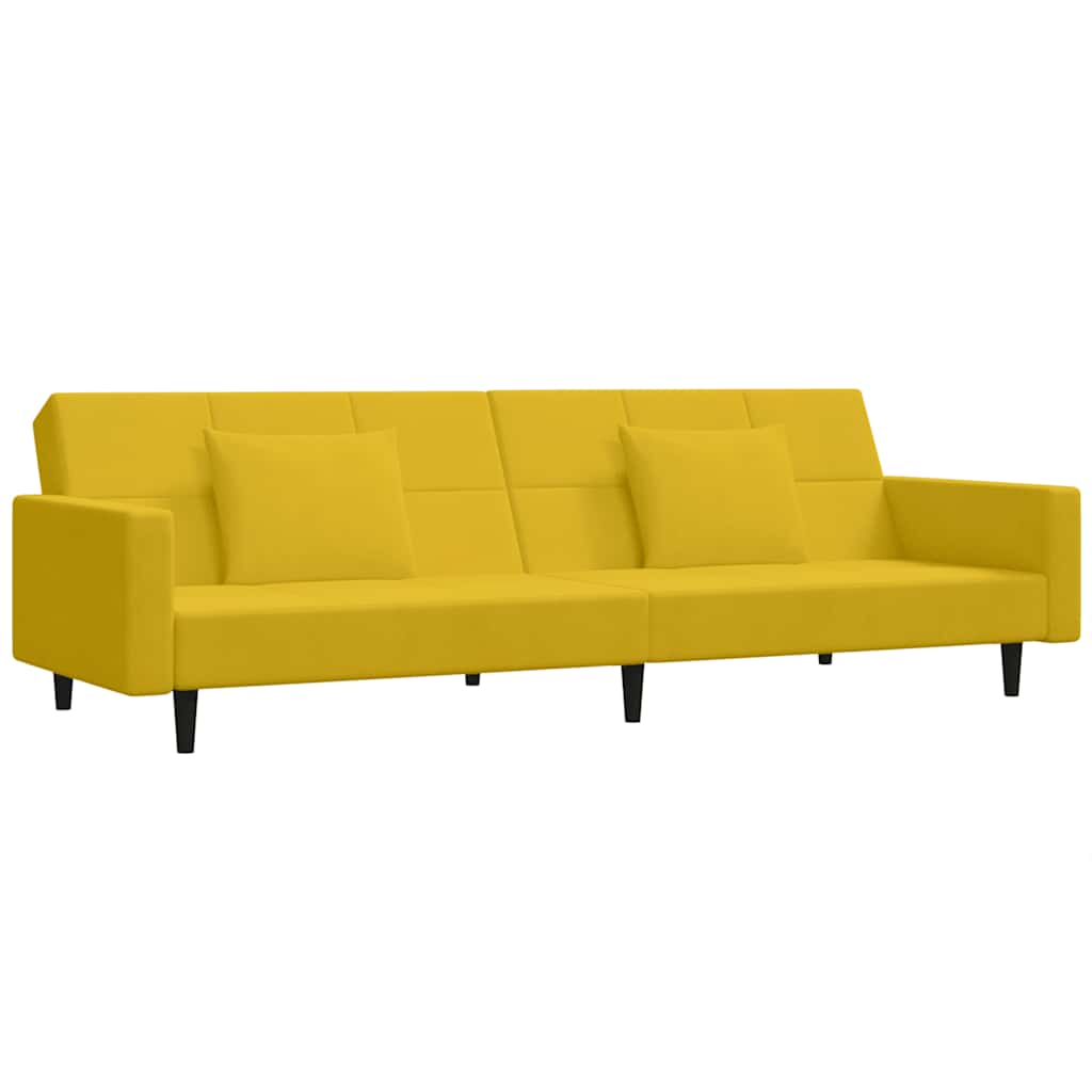 vidaXL Sofá cama de 2 plazas con dos almohadas terciopelo amarillo