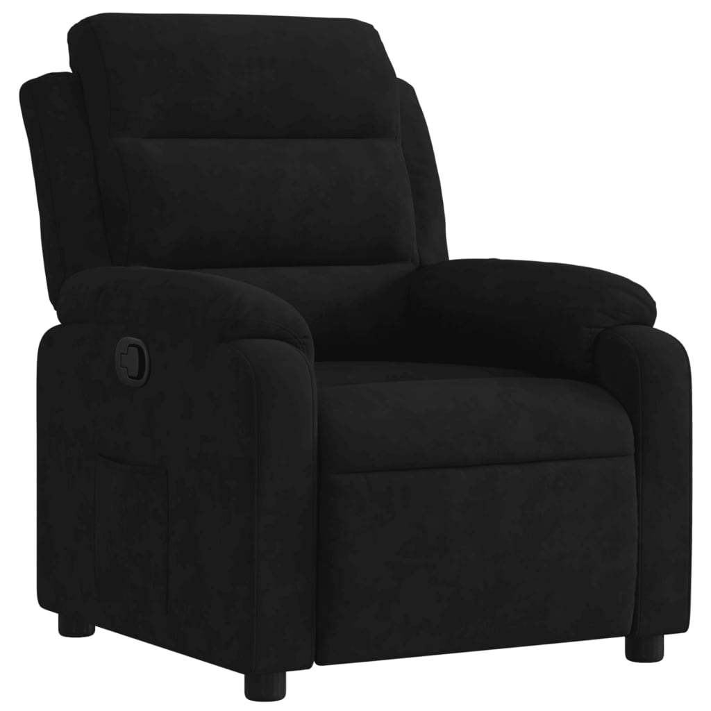 vidaXL Sillón reclinable de terciopelo negro Empuje manual