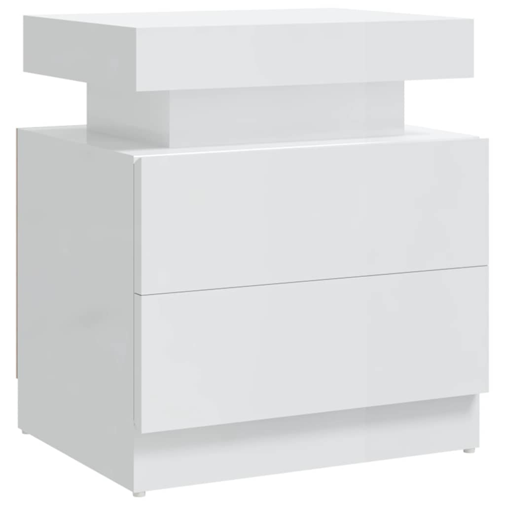 vidaXL Mesita de noche madera de ingeniería blanco brillo 45x35x52 cm