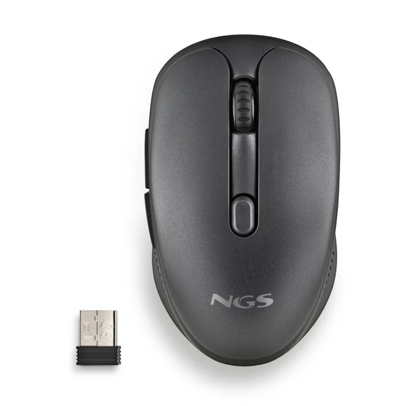 Evo Rust Black Rechargeable Wireless Mouse with Silent Keys, 1600 DPI, 5 Buttons, Ergonomic Design, Optical Sensor, 2.4 GHz Frequency, Ideal for Office Use, Compact Size, CE Certified.