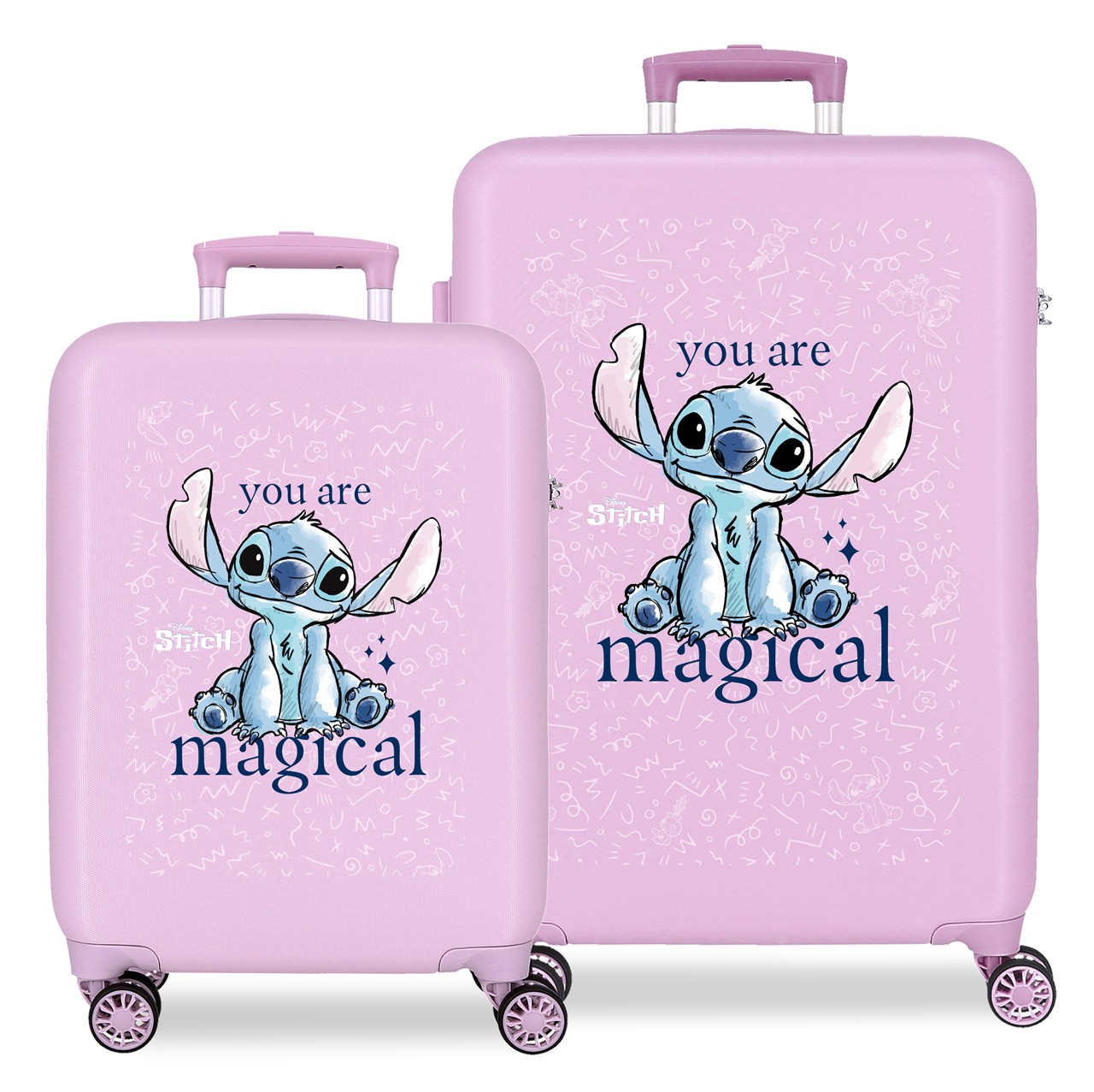 Juego de maletas Stitch you are magical lila 46x65x23 cm